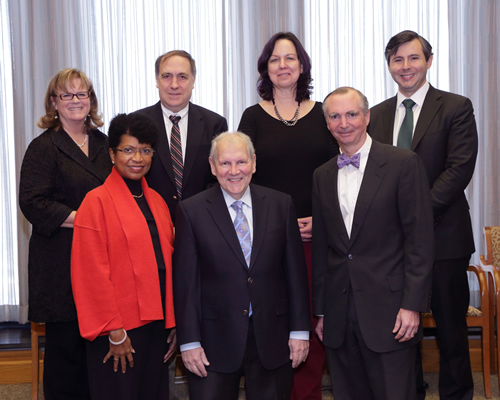 NIAMS Director Dr. Stephen I. Katz and Deputy Director Dr. Robert Carter welcome new members to the institute’s council. Pictured are (front row from l) Dr. Gwendolyn Powell Todd Dr. Katz and Dr. Carter. At rear are (from l) Dr. Christy Sandborg Dr. Gary Koretzky Dr. Grace Pavlath and Alexander Silver.