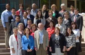 NIAMS Coalition steering committee members and NIAMS senior leadership gather outside of Bldg. 50 during their campus visit.