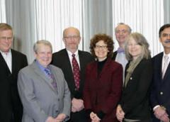 NIAMS Director Dr. Stephen Katz (second from l) and Deputy Director Dr. Robert Carter (third from r) welcome new members to the institute’s council. They are (from l) Richard Seiden Dr. V. Michael Holers Dr. Amy Paller Dr. Joan Bechtold and Dr. Sundeep Khosla.