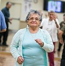 An older woman exercising.