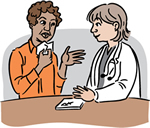 graphical illustration of patient consulting doctor